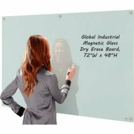 GEC Global Industrial Magnetic Glass Whiteboard, 72inW x 48inH 695259